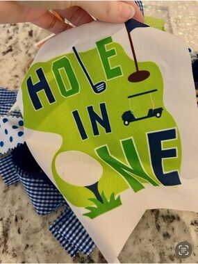Hole In One Golf Party Banner - Green and Navy Accents